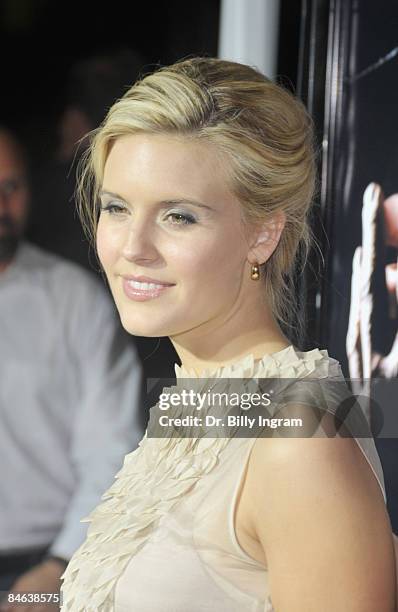 Actress Maggie Grace arrives at the Los Angeles premiere of "Frost/Nixon" on November 24, 2008 in Los Angeles, California.