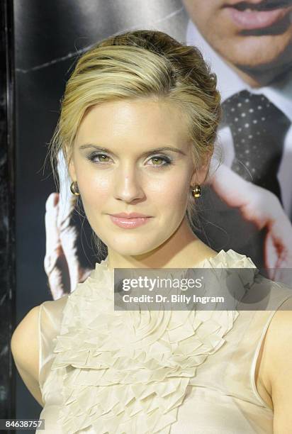 Actress Maggie Grace arrives at the Los Angeles premiere of "Frost/Nixon" on November 24, 2008 in Los Angeles, California.