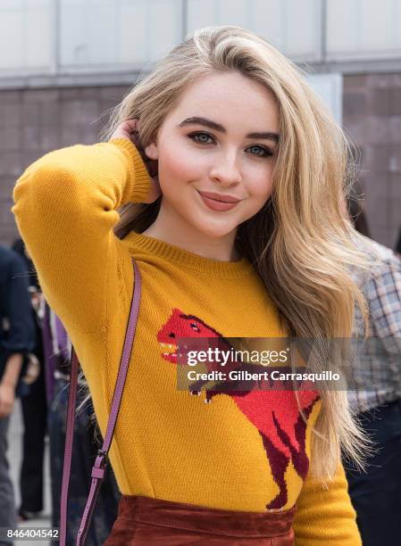 Singer, songwriter, and actress Sabrina Carpenter is seen arriving to Coach Spring 2018 fashion show during New York Fashion Week at Basketball City...