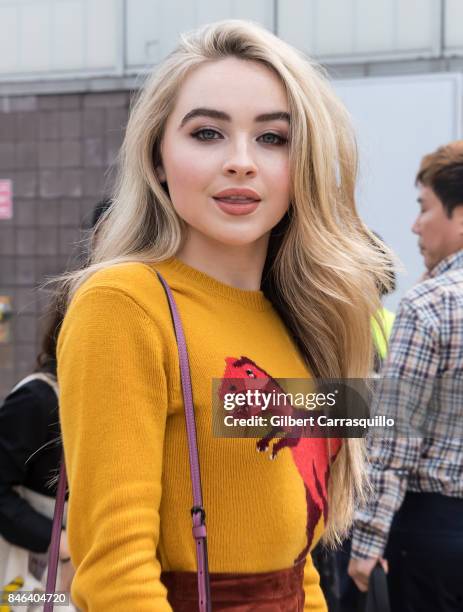 Singer, songwriter, and actress Sabrina Carpenter is seen arriving to Coach Spring 2018 fashion show during New York Fashion Week at Basketball City...