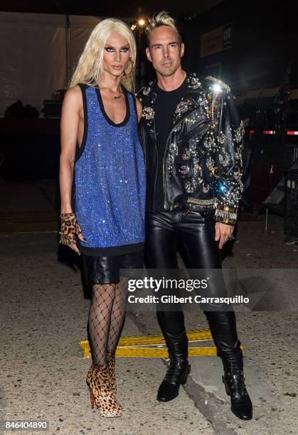 Fashion designers Phillipe Blond and David Blond are seen leaving the Blonds fashion show during New York Fashion Week: The Shows at Gallery 1,...