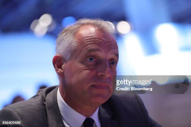 Xavier Peugeot, product director for Peugeot SA, a unit of PSA Peugeot Citroen, pauses during an interview during the second media preview day of the...