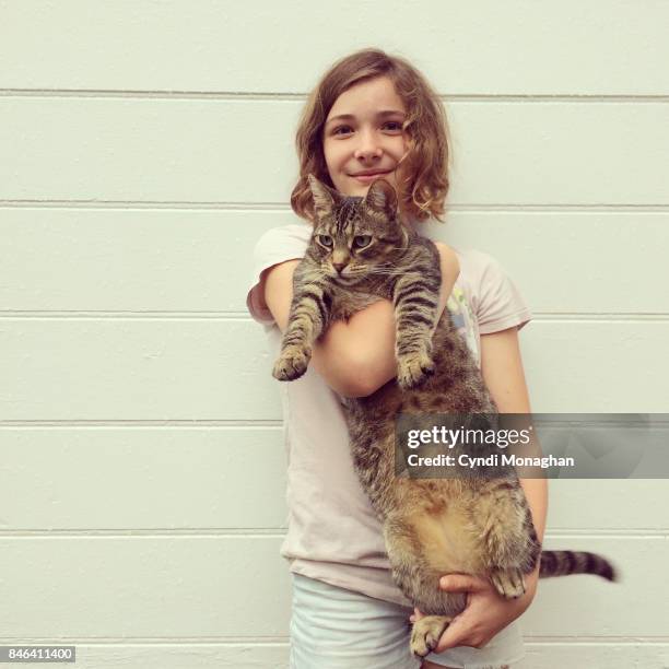 Girl and Tabby Cat