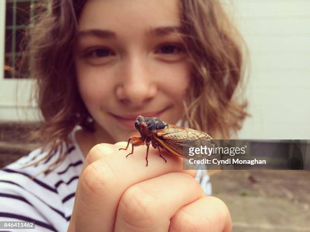 Girl Studying Cicada