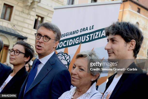 President of the National Anti-Corruption Authority Raffaele Cantone during the demonstration in Pantheon Square to solicit approval of a...