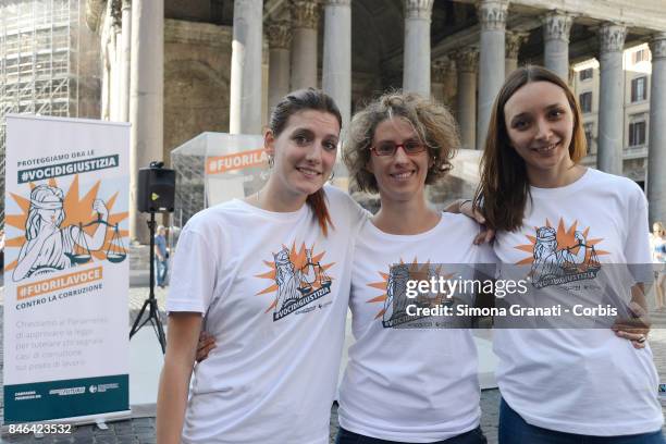 Demonstration in Pantheon Square to solicit approval of a whistleblower law, against corruption, on September 13, 2017 in Rome, Italy.