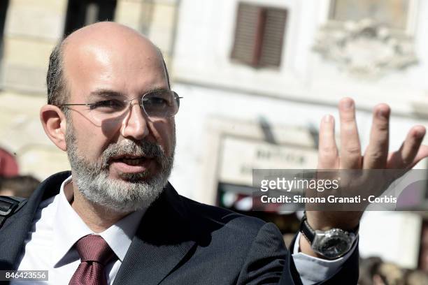 Member of Moviment five Stars Vito Crimi during the demonstration in Pantheon Square to solicit approval of a whistleblower law, against corruption,...
