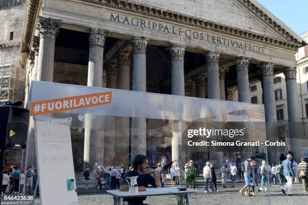 Demonstration in Pantheon Square to solicit approval of a whistleblower law, against corruption, on September 13, 2017 in Rome, Italy.