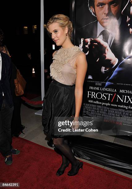 Actress Maggie Grace arrives at the Los Angeles premiere of "Frost/Nixon" held at the Academy of Motion Picture Arts and Science on November 24, 2008...