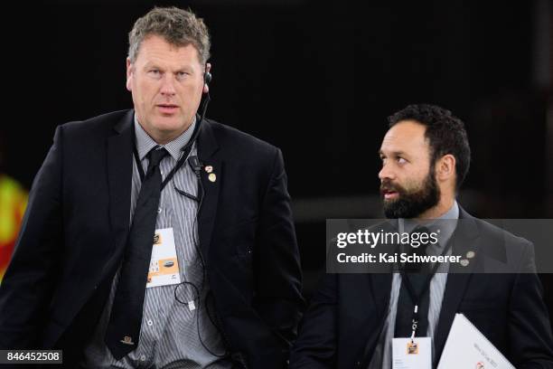 Head Coach Glenn Delaney and Assistant Coach Joe Maddock of Canterbury look on prior to the round five Mitre 10 Cup match between Canterbury and...