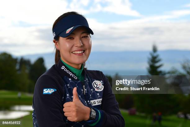 Defending Champion In Gee Chun of South Korea poses for a picture after the pro - am prior to the start of The Evian Championship at Evian Resort...