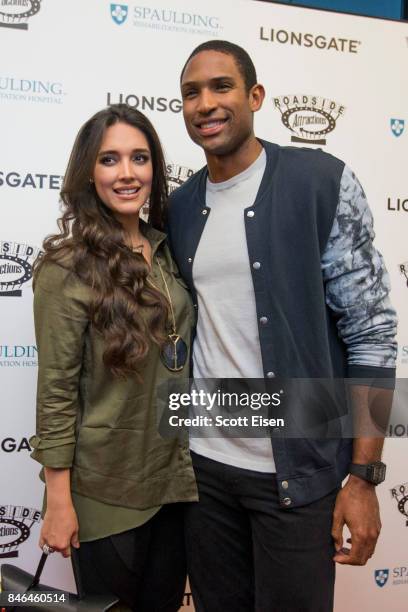Boston Celtics player Al Horford and his wife Amelia Vega at the Boston Premiere of STRONGER at Spaulding Rehab Center on September 12, 2017 in...