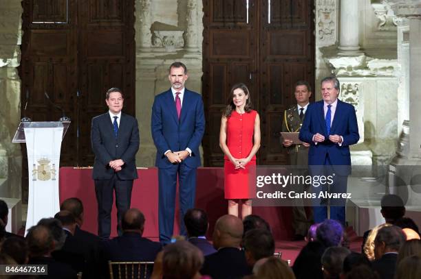 King Felipe VI of Spain and Queen Letizia of Spain attend the 'National Culture' awards at the Santa Maria y San Julian Cathedral on September 13,...