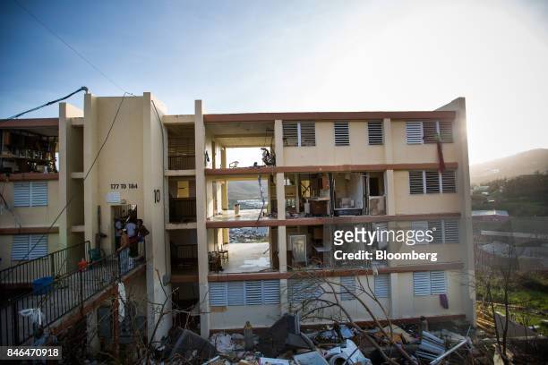 Damaged apartment units are seen at the Tutu High Rise building after Hurricane Irma in St Thomas, U.S. Virgin Islands, on Tuesday, Sept. 12, 2017....