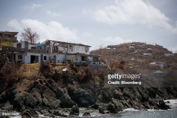 Damaged building is seen after Hurricane Irma in St John, U.S. Virgin Islands, on Tuesday, Sept. 12, 2017. After being struck by Irma last week, the...