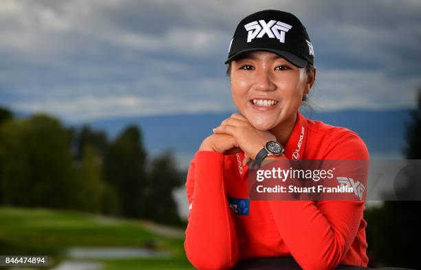 Lydia Ko of New Zealand poses for a picture after the pro - am prior to the start of The Evian Championship at Evian Resort Golf Club on September...