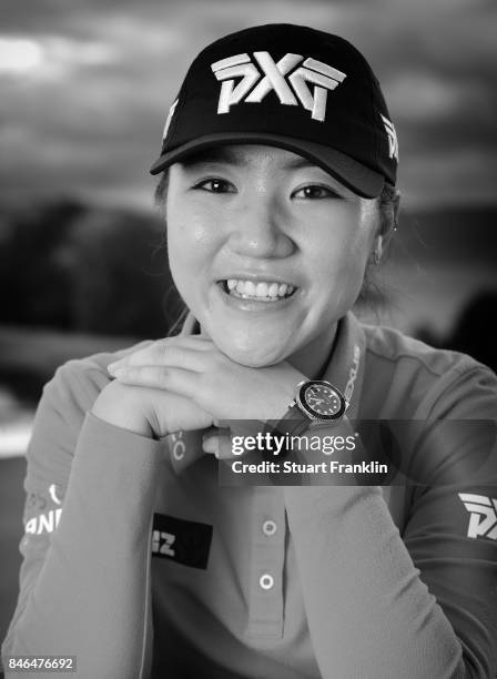 Lydia Ko of New Zealand poses for a picture after the pro - am prior to the start of The Evian Championship at Evian Resort Golf Club on September...