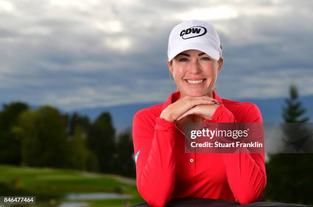 Paula Creamer of USA poses for a picture after the pro - am prior to the start of The Evian Championship at Evian Resort Golf Club on September 13,...