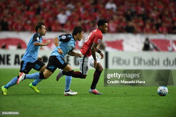 Rafael Silva of Urawa Red Diamonds in action during the AFC Champions League quarter final second leg match between Urawa Red Diamonds and Kawasaki...