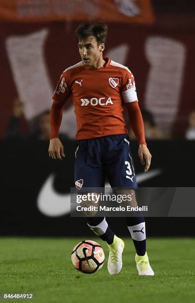 Nicolas Tagliafico of Independiente drives the ball during a second leg match between Independiente and Atletico Tucuman as part of round of 16 of...