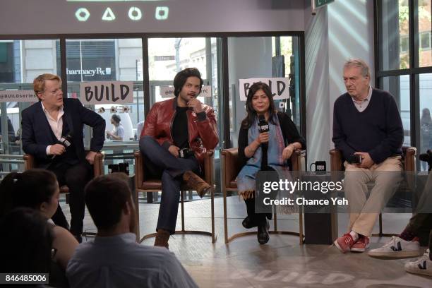 Eddie Izzard, Ali Fazal, Shrabani Basu and Stephen Frears attend Build series to discuss "Victoria & Abdul" at Build Studio on September 13, 2017 in...