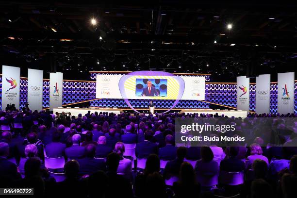 President Thomas Bach speaks during the 131th IOC Session - 2024 & 2028 Olympics Hosts Announcement at Lima Convention Centre on September 13, 2017...