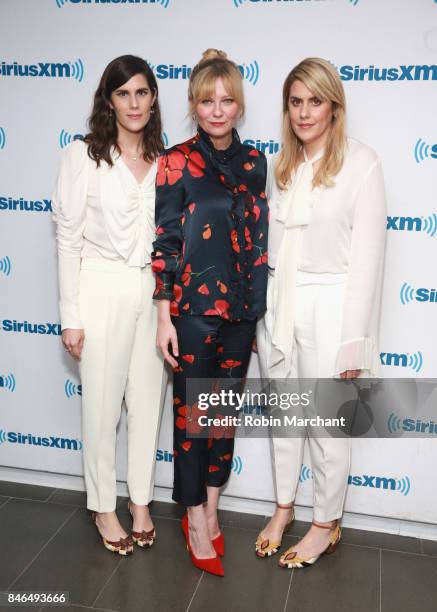 Laura Mulleavy, Kirsten Dunst, and Kate Mulleavy visit at SiriusXM Studios on September 13, 2017 in New York City.
