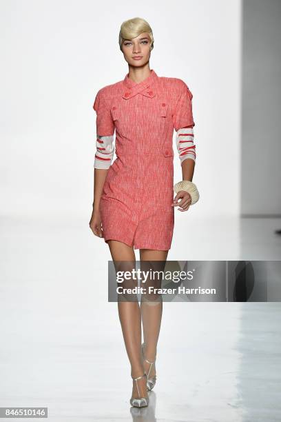 Model walks the runway at the Chocheng fashion show during New York Fashion Week: The Shows at Gallery 3, Skylight Clarkson Sq on September 13, 2017...