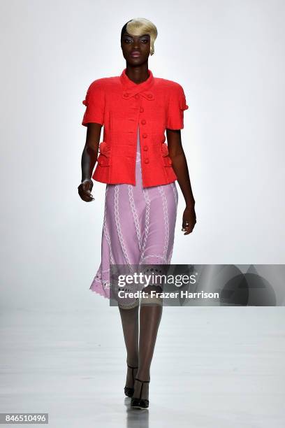 Model walks the runway at the Chocheng fashion show during New York Fashion Week: The Shows at Gallery 3, Skylight Clarkson Sq on September 13, 2017...