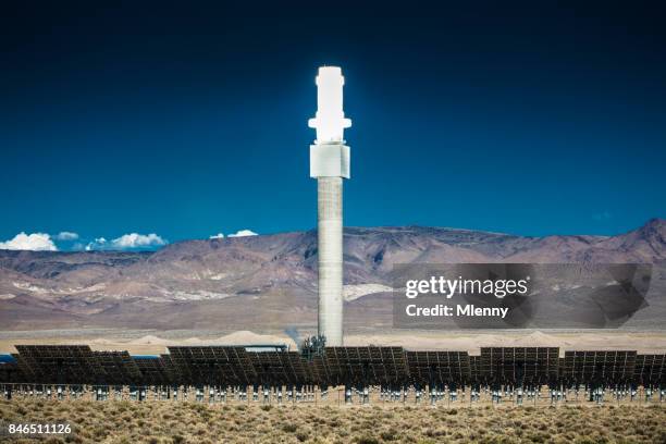 modern solar thermal power station alternative energy - tonopah nevada stock pictures, royalty-free photos & images