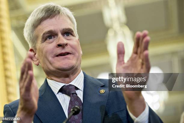 Senator Bill Cassidy, a Republican from Louisiana, speaks during a news conference to reform health care on Capitol Hill in Washington, D.C., U.S.,...