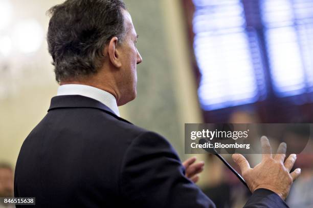 Rick Santorum, former senator from Pennsylvania, speaks during a news conference to reform health care on Capitol Hill in Washington, D.C., U.S., on...