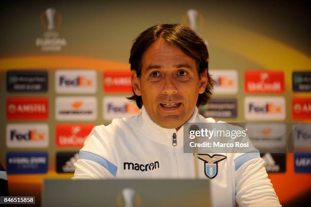 Lazio head coach Simone Inzaghi during the SS Lazio Press Conference on September 13, 2017 in Arnhem, Netherlands.