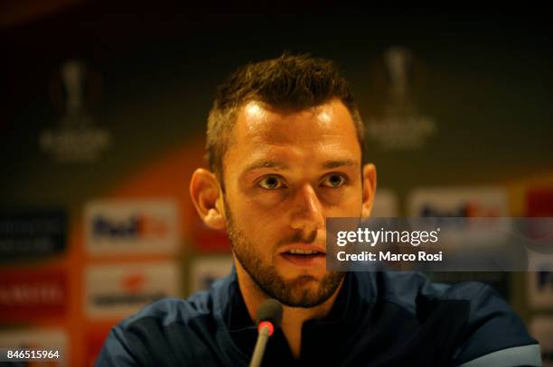 Stefan De Vrij during the SS Lazio Press Conference on September 13, 2017 in Arnhem, Netherlands.