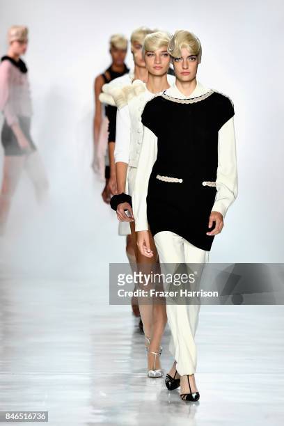 Models walk the runway at the Chocheng fashion show during New York Fashion Week: The Shows at Gallery 3, Skylight Clarkson Sq on September 13, 2017...
