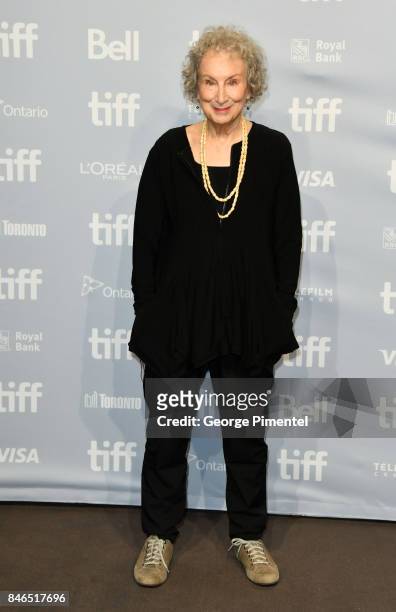 Screenwriter/producer Margaret Atwood attends "Alias Grace" Press Conference during the 2017 Toronto International Film Festival at TIFF Bell...