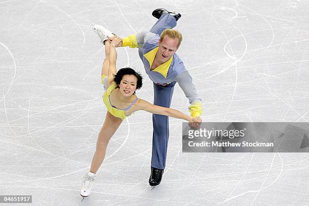 Rena Inoue and John Baldwin of the United States skate in the Pairs Short Program during the ISU Four Continents Figure Skating Championships at...
