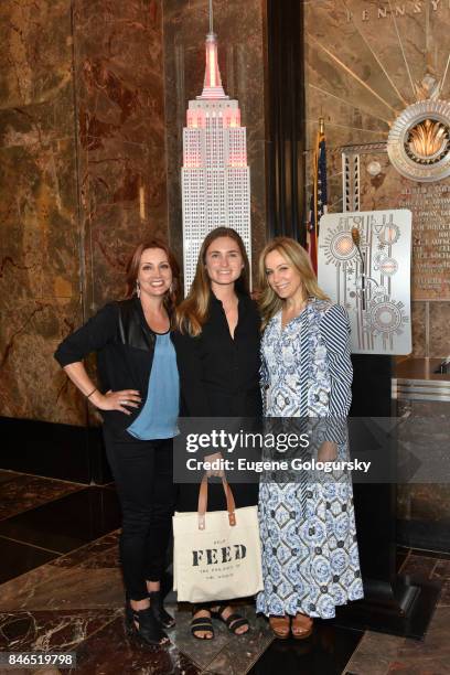 Danielle Monaro, Lauren Bush Lauren and Laura Frerer-Schmidt Celebrate Run 10 Feed 10 At The Empire State Building at The Empire State Building on...