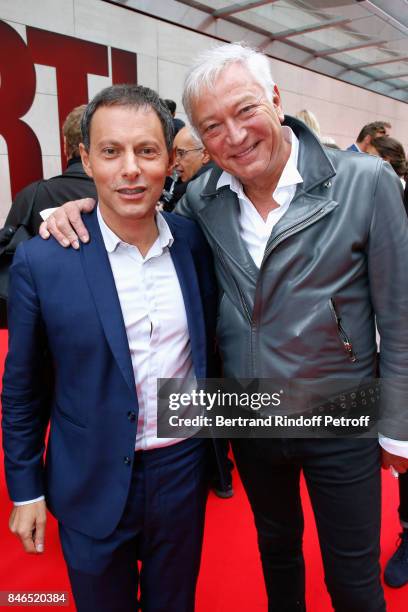 Marc-Olivier Fogiel and Laurent Boyer attend the RTL - RTL2 - Fun Radio Press Conference to announce their TV Schedule for 2017/2018 at Elysee...