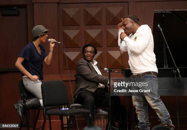 Recording artists Keri Hilson, Lamont Dozier and Sean Garrett attend The GRAMMY Foundation's National Grammy Career Day held at USC on February 4,...