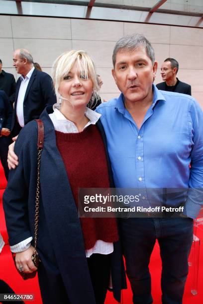 Flavie Flament and Yves Calvi attend the RTL - RTL2 - Fun Radio Press Conference to announce their TV Schedule for 2017/2018 at Elysee Biarritz at...
