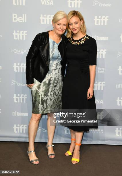 Director Mary Harron and actress Sarah Gadon attend Alias Grace" Press Conference during the 2017 Toronto International Film Festival at TIFF Bell...