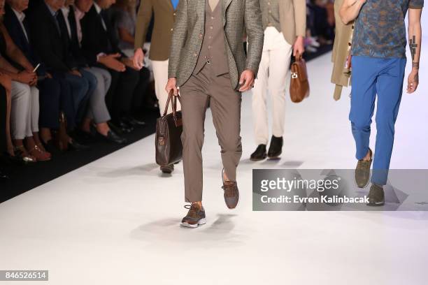 Models walks the runway at the Giovane Gentile show during Mercedes-Benz Istanbul Fashion Week September 2017 at Zorlu Center on September 13, 2017...
