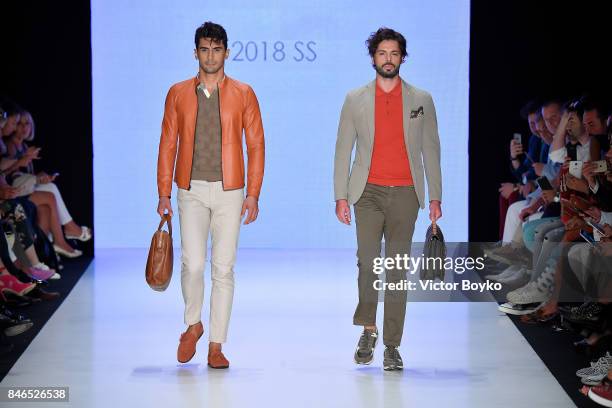 Models walks the runway at the Giovane Gentile show during Mercedes-Benz Istanbul Fashion Week September 2017 at Zorlu Center on September 13, 2017...