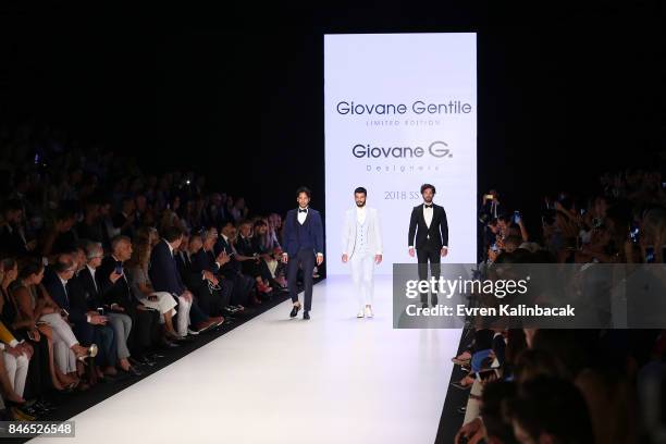 Models walks the runway at the Giovane Gentile show during Mercedes-Benz Istanbul Fashion Week September 2017 at Zorlu Center on September 13, 2017...