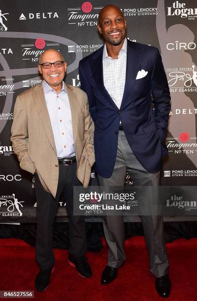 Hall of Fame Player Reggie Jackson and Former NBA Player Alonzo Mourning attend the Erving Golf Classic Black Tie Ball sponsored by Delta Airlines &...