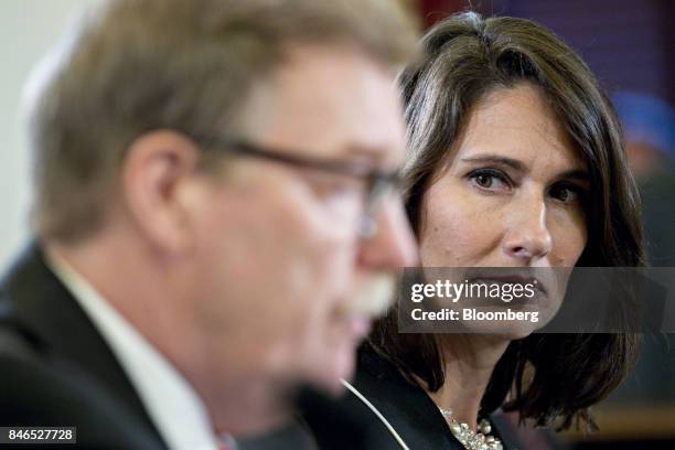 Deborah Hersman, president and chief executive officer of the National Safety Council, right, listens during a Senate Commerce, Science, and...