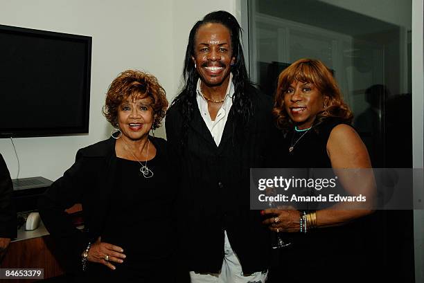 Frances Davis, Verdine White and Cheryl Davis attend "The Genius of Miles Davis" exhibition opening reception at Zune L.A. On February 4, 2009 in Los...