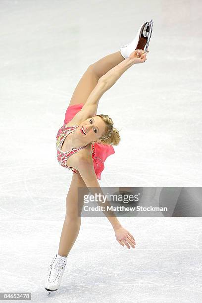 Joannie Rochette skates in the Short Program during the ISU Four Continents Figure Skating Championships at Pacific Coliseum on February 4, 2009 in...