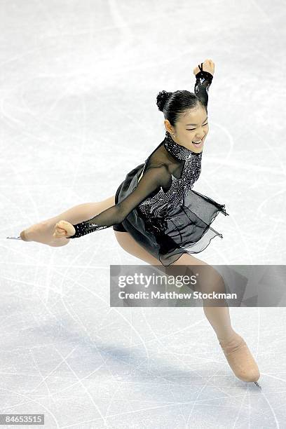 Yu-Na Kim of South Korea skates in the Short Program during the ISU Four Continents Figure Skating Championships at Pacific Coliseum on February 4,...